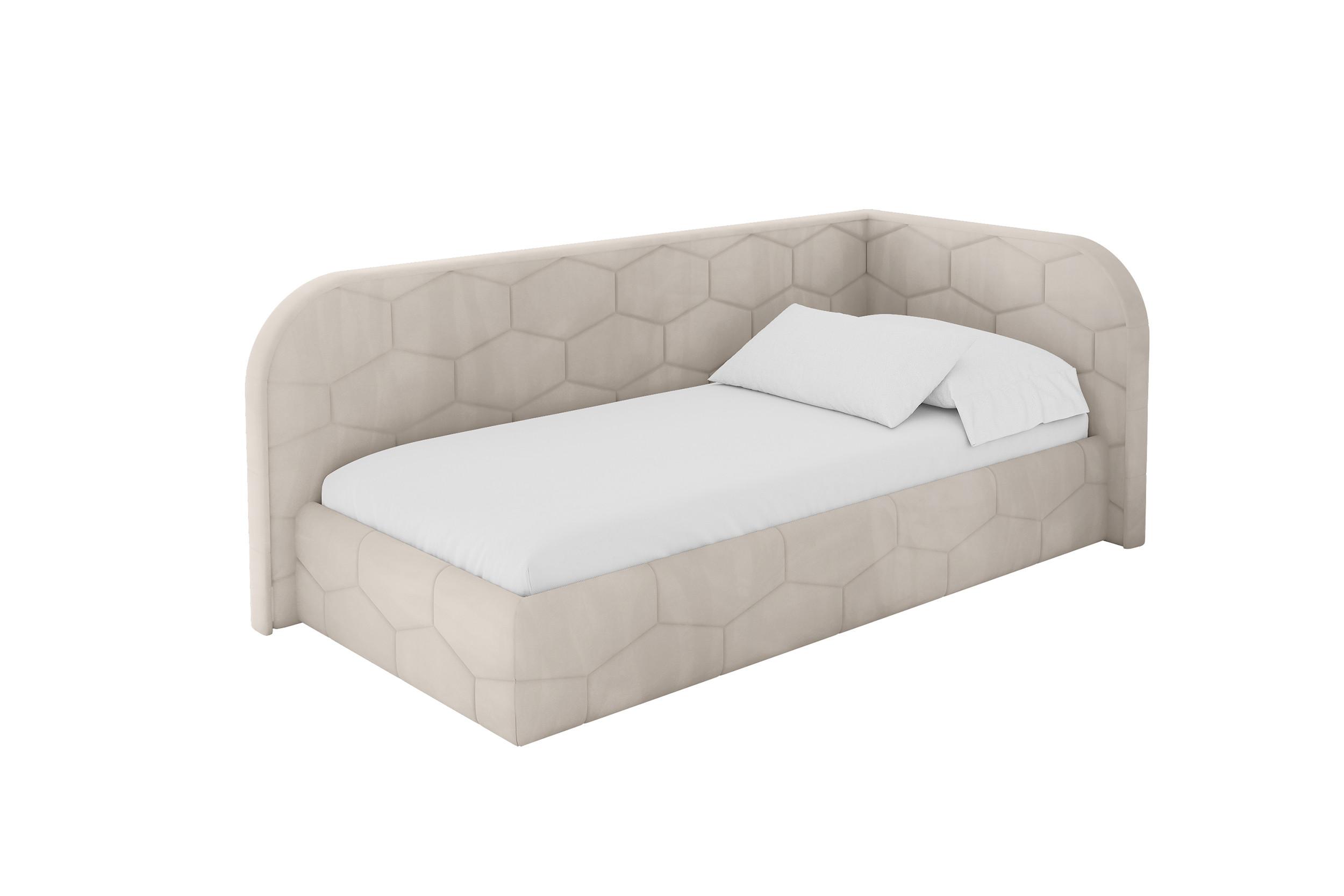 EINZELLBETT Jugendbett mit Bettkasten, Links - JAXY 100x200 Beige - Ecru, Holzwerkstoff/Textil (100/200cm) - ALTDECOR