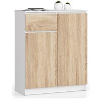 KOMMODE Weiß, Eiche Sonoma 99/80/40 - Weiß, Holzwerkstoff (80/99/40cm) - RAUMHIRSCH FURNITURE