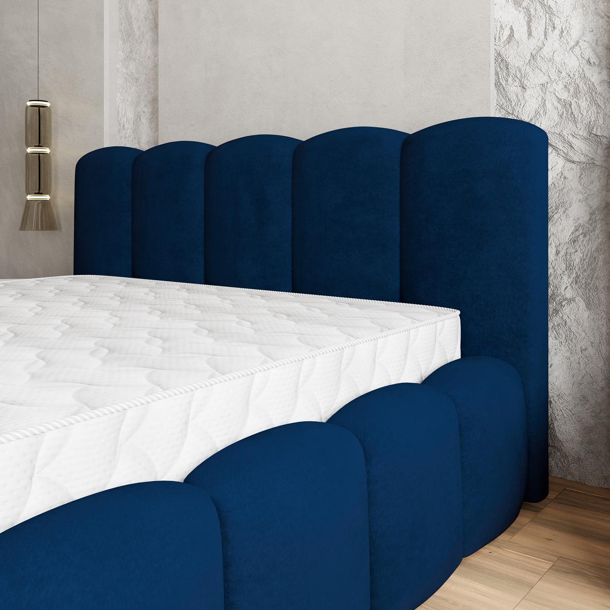 POLSTERBETT FALINA 140x200 cm mit Bettkästen - Blau - Blau, Holz (140/200cm) - MASSENO