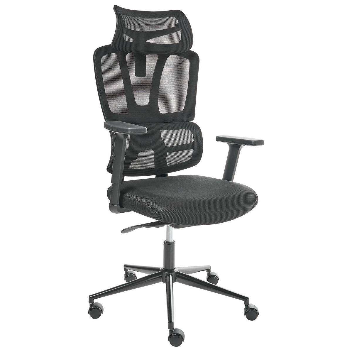 CHEFSESSEL Schwarz Omega - Schwarz, Textil (65/129/65cm) - Beliani