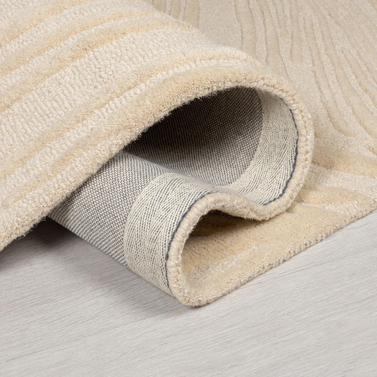 WOLLTEPPICH LEVEN, floral, Beige, Ø 160 cm - Beige, Textil (160/160cm) - KADIMA DESIGN