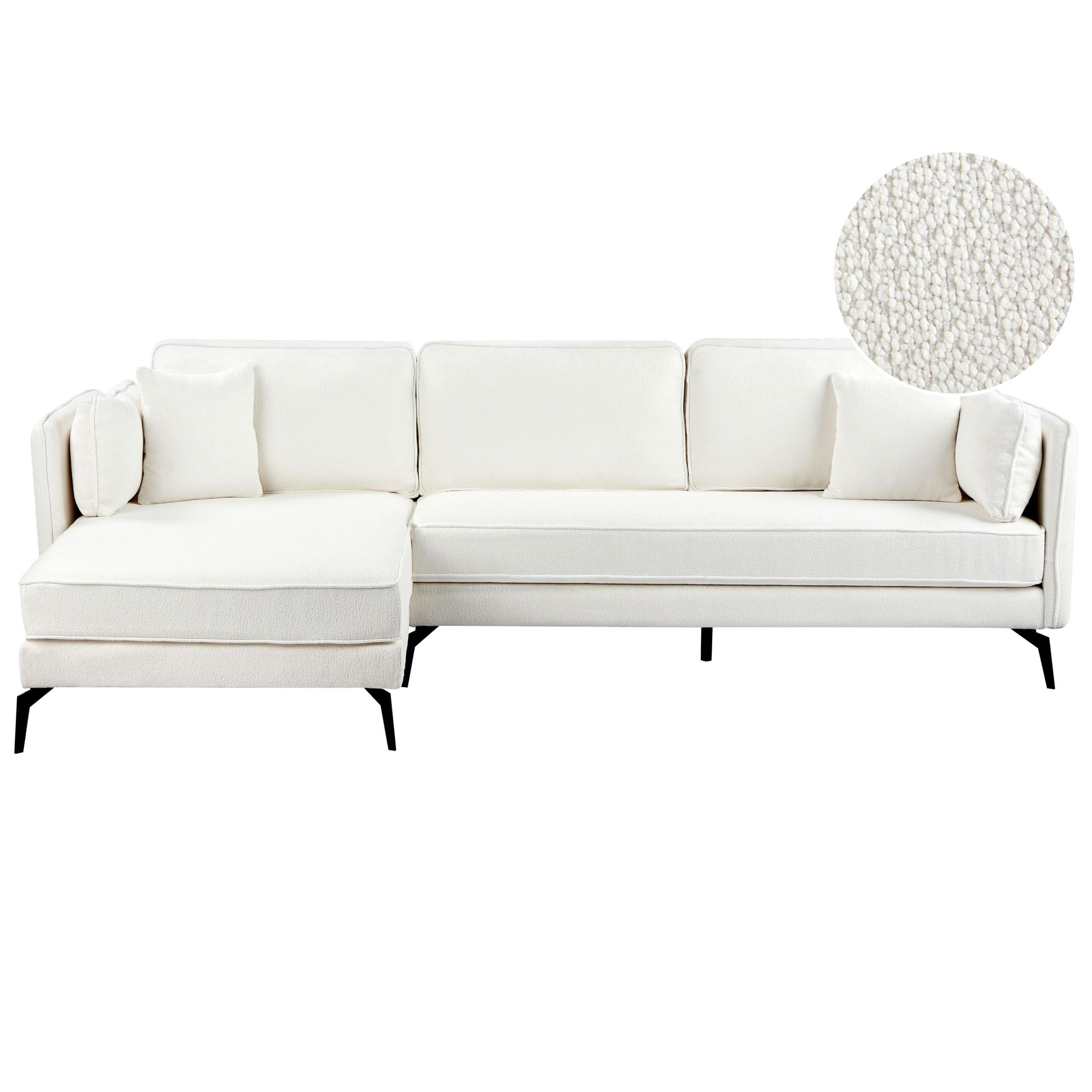 ECKSOFA 3-Sitzer Bouclé Cremeweiß rechtsseitig Altan - Creme, Textil (268/157cm) - Beliani