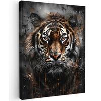 LEINWANDBILD Tiger - Tiere - Porträt - Luxus - Schwarz Room Decor 30x40 cm - Anthrazit, Textil (30/40cm) - MuchoWow