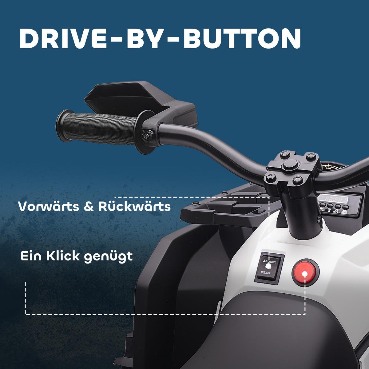 KINDER-QUAD-ELEKTRO Metall Kunststoff Weiß - Weiß, Kunststoff (100/65/73cm) - HOMCOM