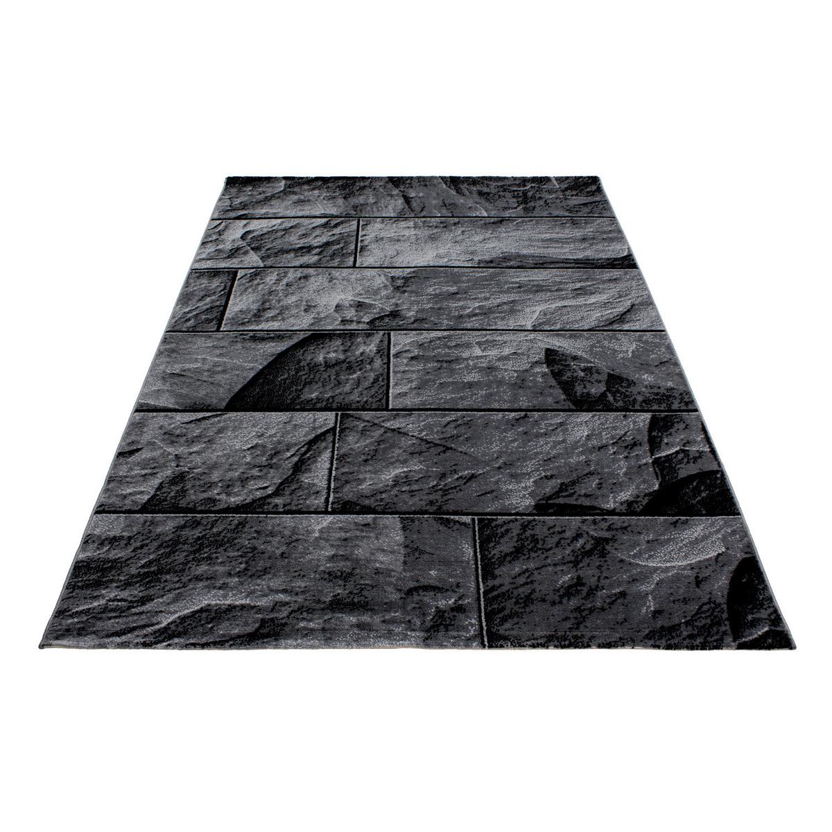 TEPPICH Kurzflor DRAU in Schwarz, in Steinoptik, 80 x 150 cm - Schwarz, Textil (150/80cm) - KADIMA DESIGN