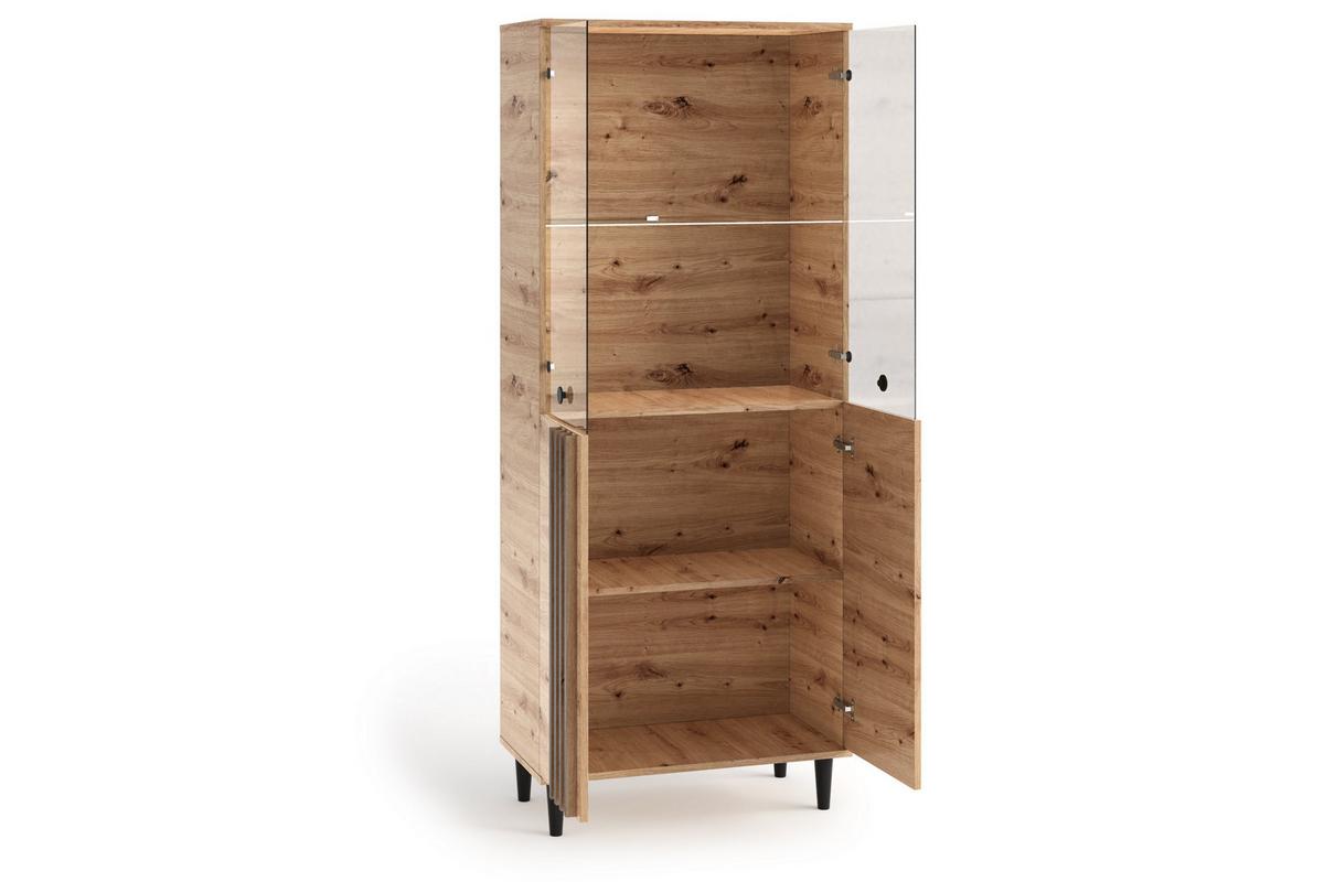 VITRINENSCHRANK ARTIANO 196 x 80 cm Eiche Artisan - Eiche Artisan, Holzwerkstoff (80/196/40cm) - MASSENO