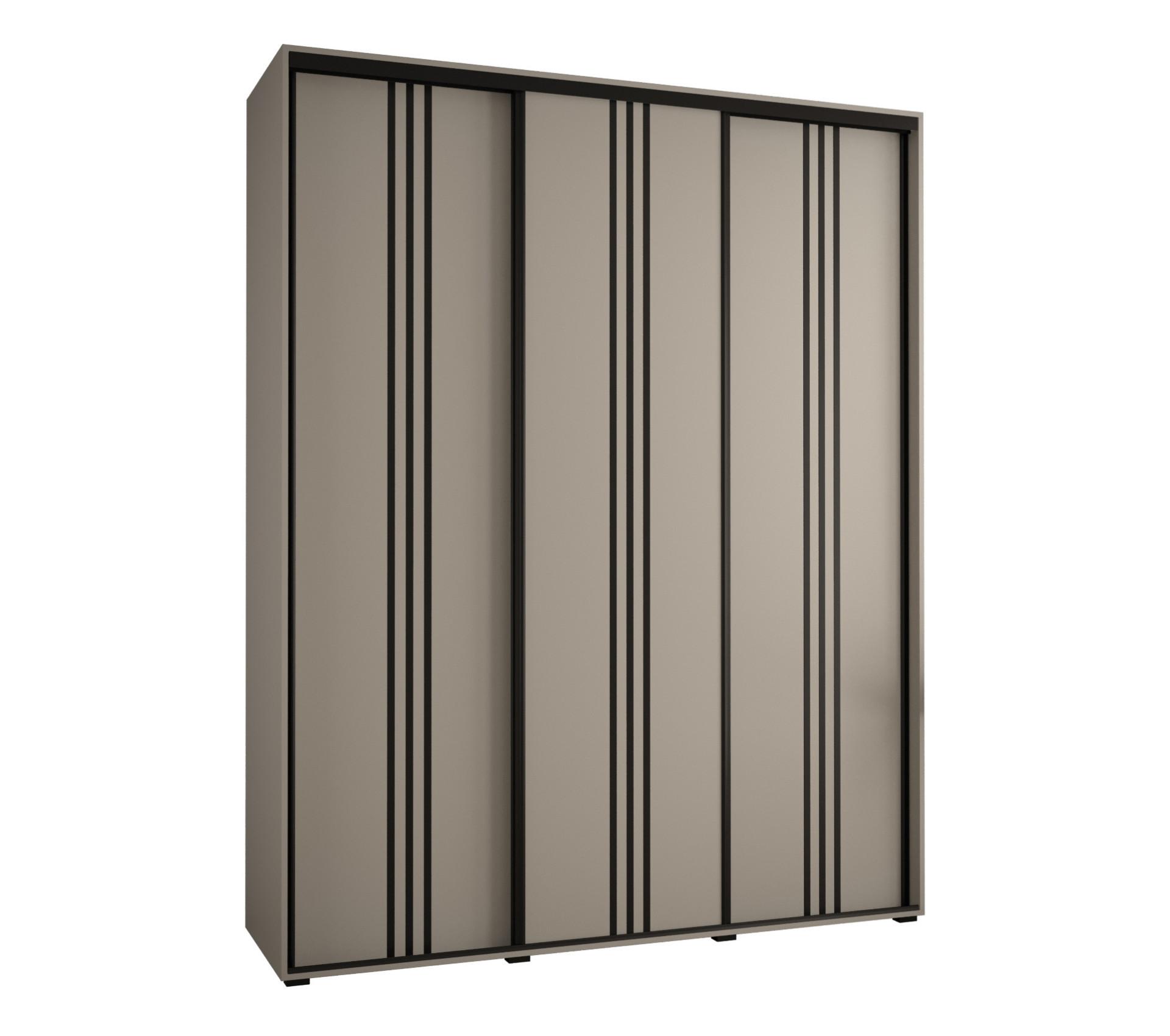 SCHWEBETÜRENSCHRANK 235,2/200/60 3-türig - Kaschmir/Schwarz, Holz/Metall (200/235.2/60cm) - MÖBEL KRYSPOL