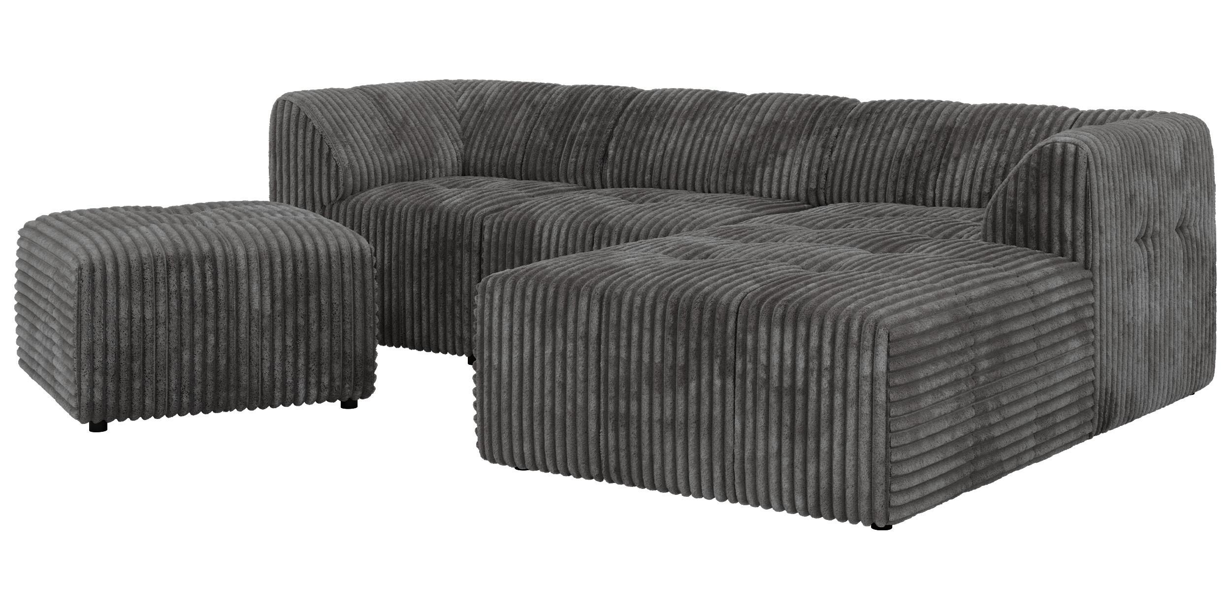 ECKSOFA VORITA L 4M - Grau Cord - Rechts Seite - Schwarz/Grau, Kunststoff/Textil (176/267cm) - MKS