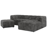 ECKSOFA VORITA L 4M - Grau Cord - Rechts Seite - Schwarz/Grau, Kunststoff/Textil (176/267cm) - MKS