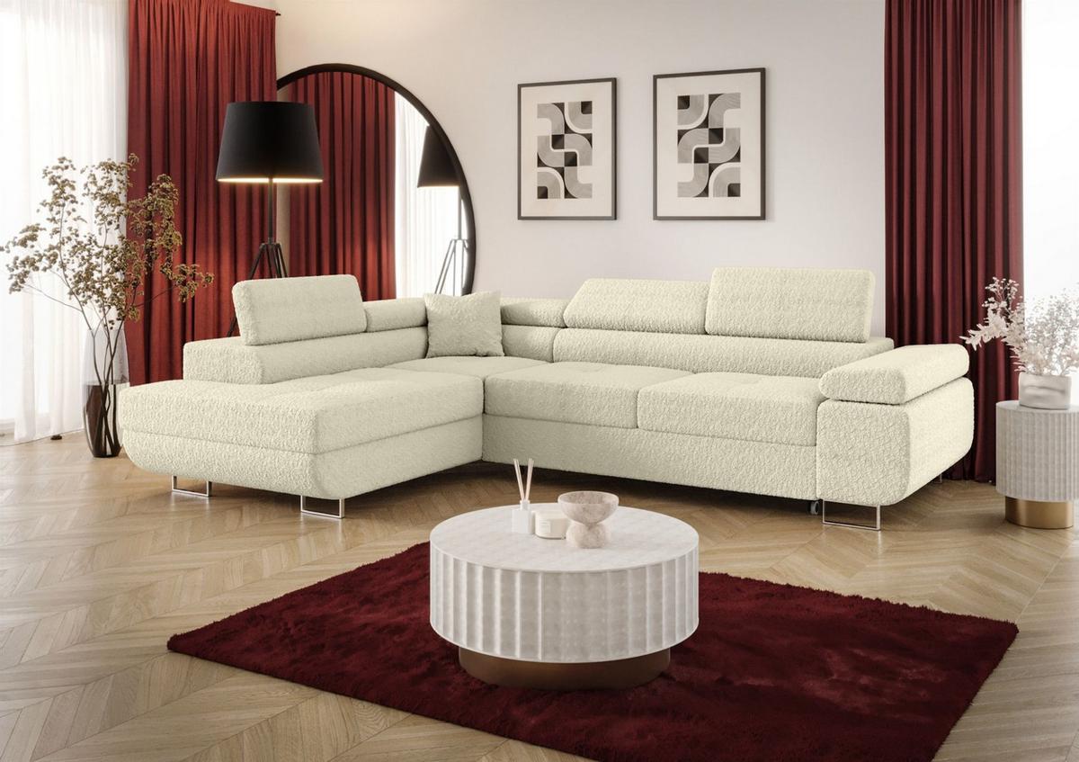 ECKSOFA Monaro Mit Schlaffunktion - Creme, Holzwerkstoff/Textil (202/275cm) - Fun Möbel
