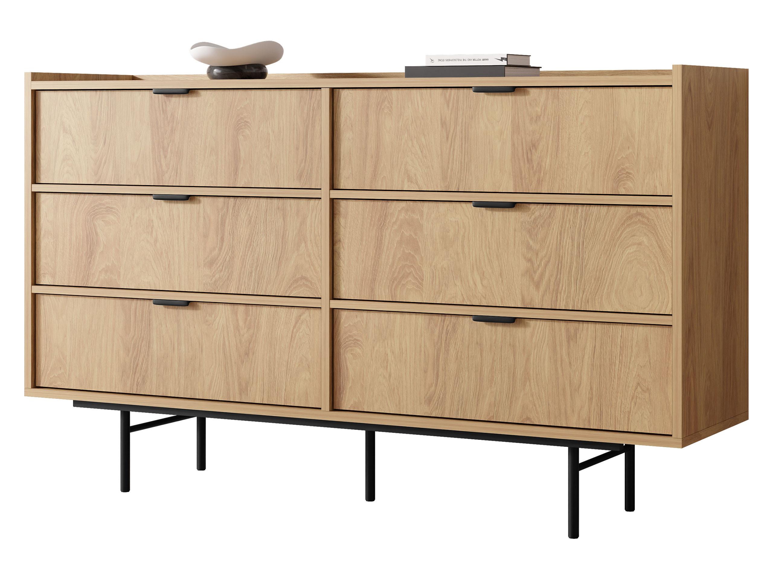 KOMMODE Edison 6S - Eichefarben/Schwarz, Holzwerkstoff/Metall (150/90/40cm) - MIRJAN24