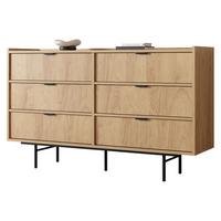 KOMMODE Edison 6S - Eichefarben/Schwarz, Holzwerkstoff/Metall (150/90/40cm) - MIRJAN24