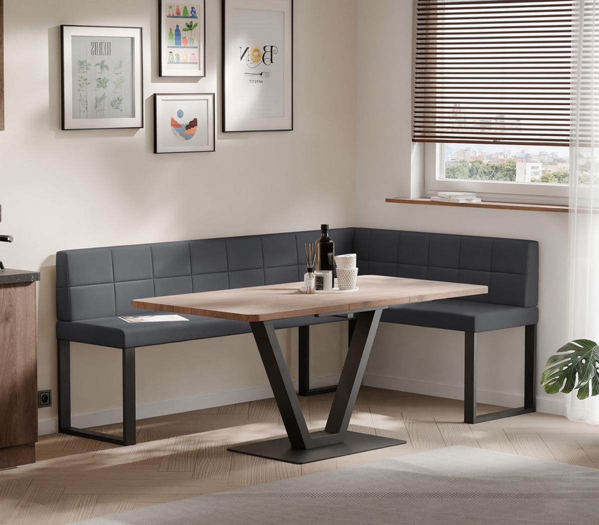 ECKBANK rechts SANA U Kunstleder gesteppt, 168/ 128 cm Grau - Grau, Kunststoff/Textil (128/168cm) - Idohome