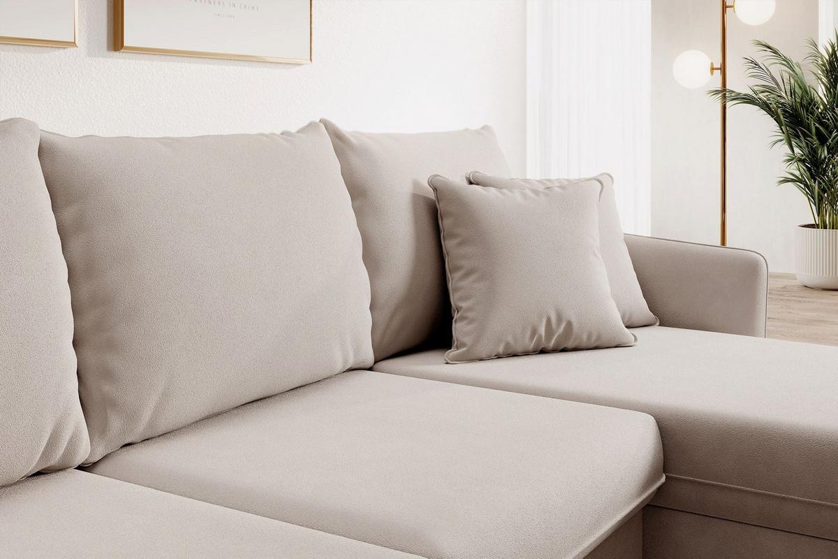 ECKSOFA Volio Beige Samt 223 cm - Beige/Goldfarben, Textil/Metall (223/145cm) - Selsey