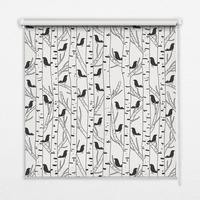 INNENROLLO - Fensterrollo - Rollo - 150x140 cm - Gezeichnete Vögel und Bäume - Schwarz, Kunststoff (150/140/0.5cm) - TULUP