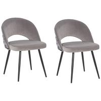 ESSZIMMERSTUHL 2er-Set Samtstoff Grau Vivian - Grau, Textil/Metall (52/77/56cm) - Beliani
