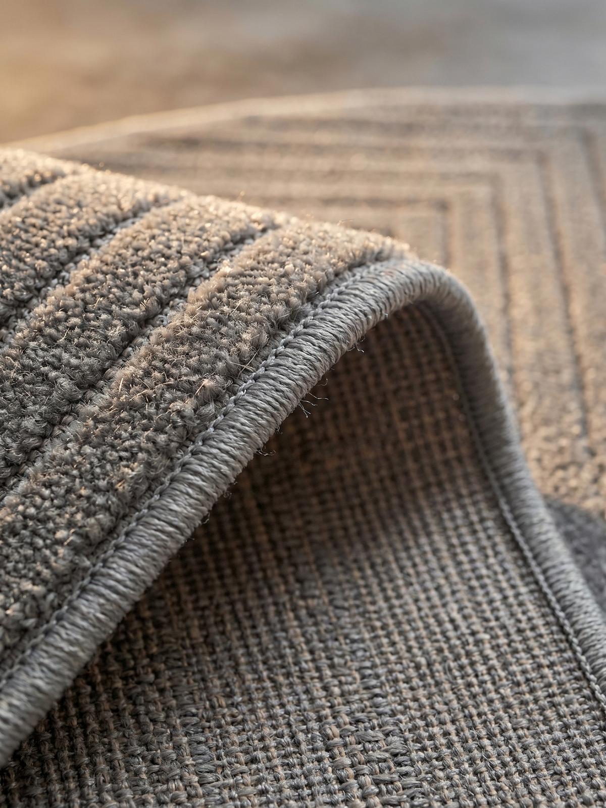 TEPPICH Outdoor ENGADIN in Silber, im Skandi-Stil mit 3D-Design, aus Polypropylen, Ø 120 cm - Silberfarben, Textil (120/120cm) - KADIMA DESIGN