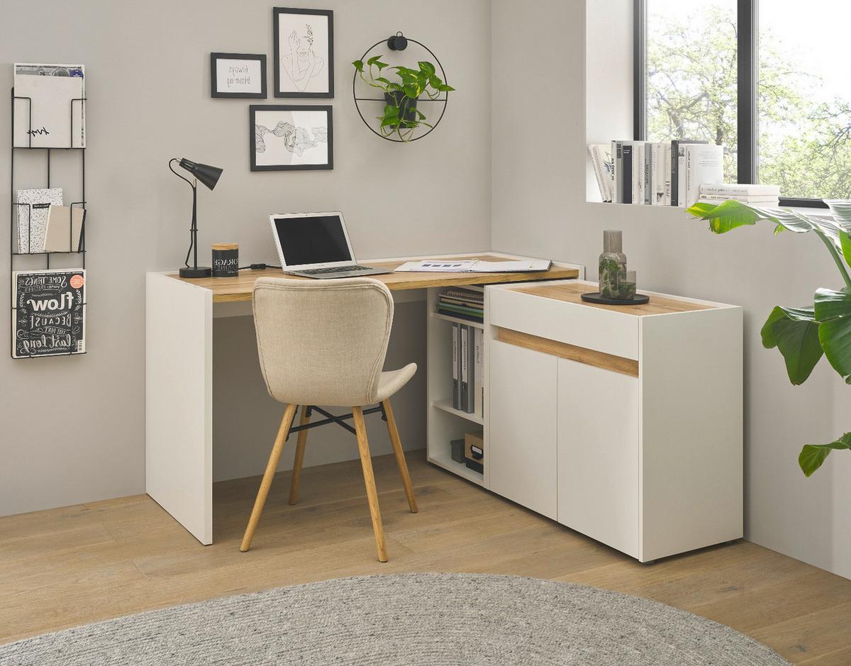 STANDCONTAINER Weiß, Eiche Wotan 80 x 70 cm, Büro Kommode mit Schubkasten, Schreibtischhöhe - Eichefarben/Eiche Wotan, Holzwerkstoff/Kunststoff (80/70/40cm) - Furn.Design