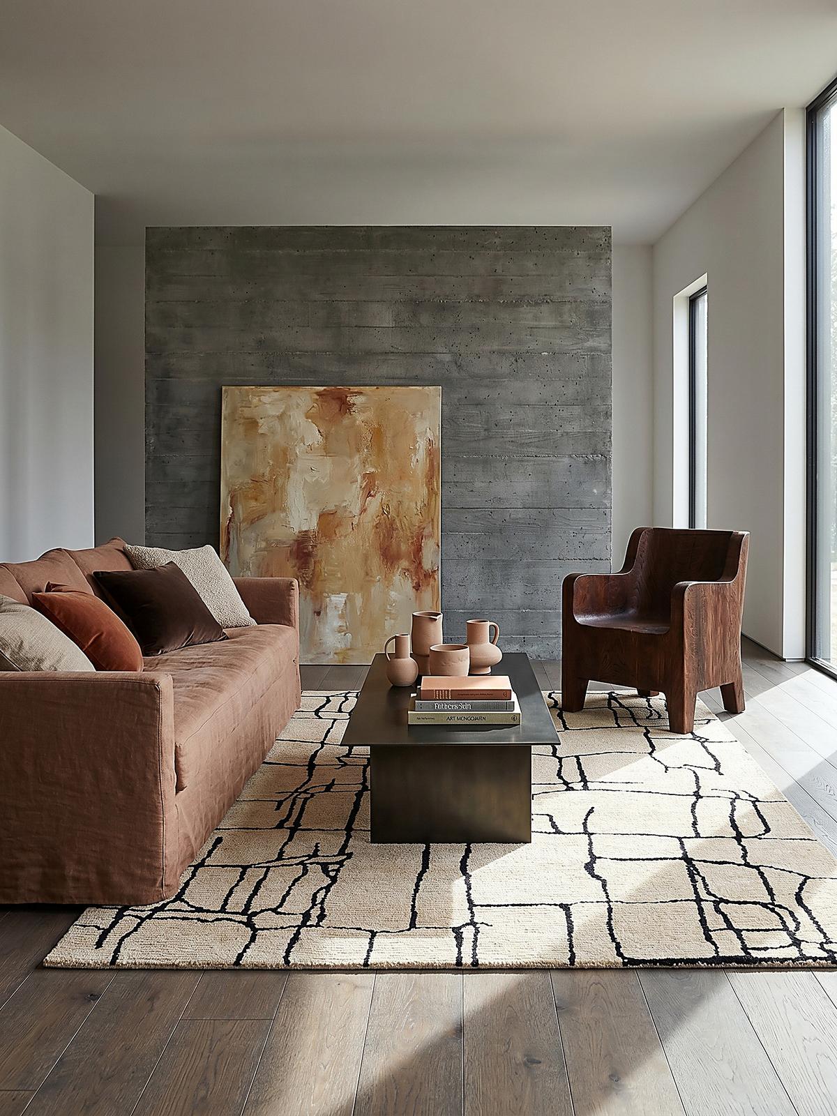 TEPPICH ARLEN, abstrakt, Creme-Schwarz, 160 x 230 cm - Beige, Textil (230/160cm) - KADIMA DESIGN