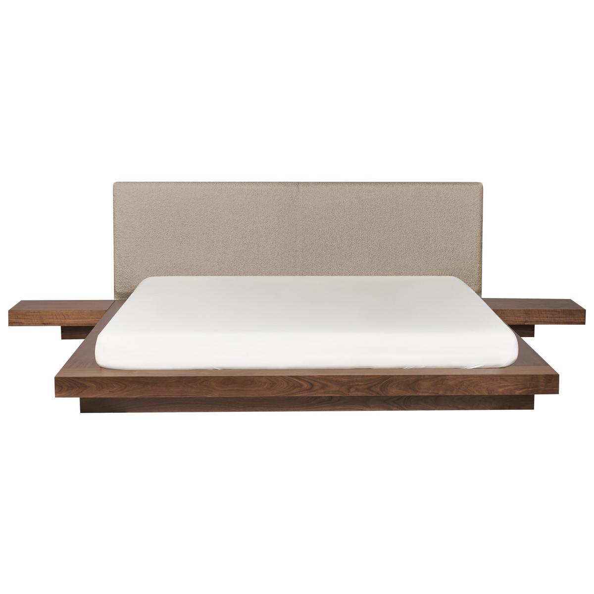 BETT mit LED 180/200 cm MDF-Platte Taupe Zen - Taupe, Holz (180/200cm) - Beliani