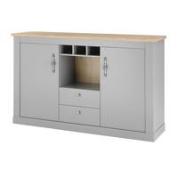 SIDEBOARD grau, Artisan Eiche Landhaus 166 cm, Kommode mit viel Stauraum - Hellgrau/Eiche Artisan, Holzwerkstoff/Metall (166/100/44cm) - Furn.Design