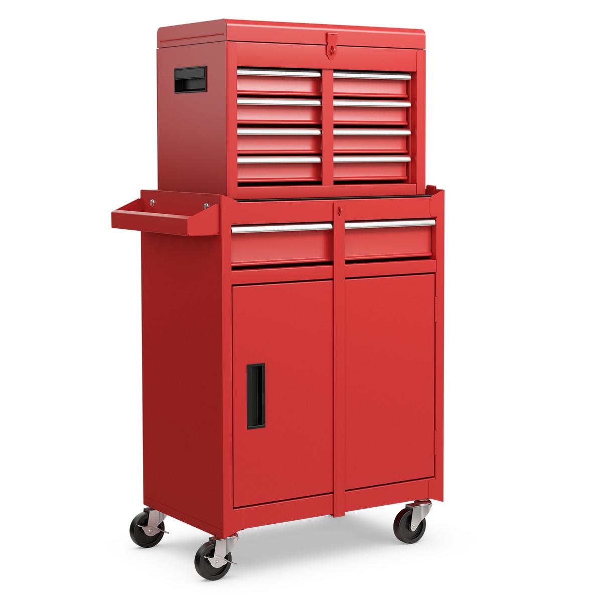 WERKZEUGTRUHE mit 5 Schubladen Rot - Rot, Metall (71/33.5/58cm) - COSTWAY