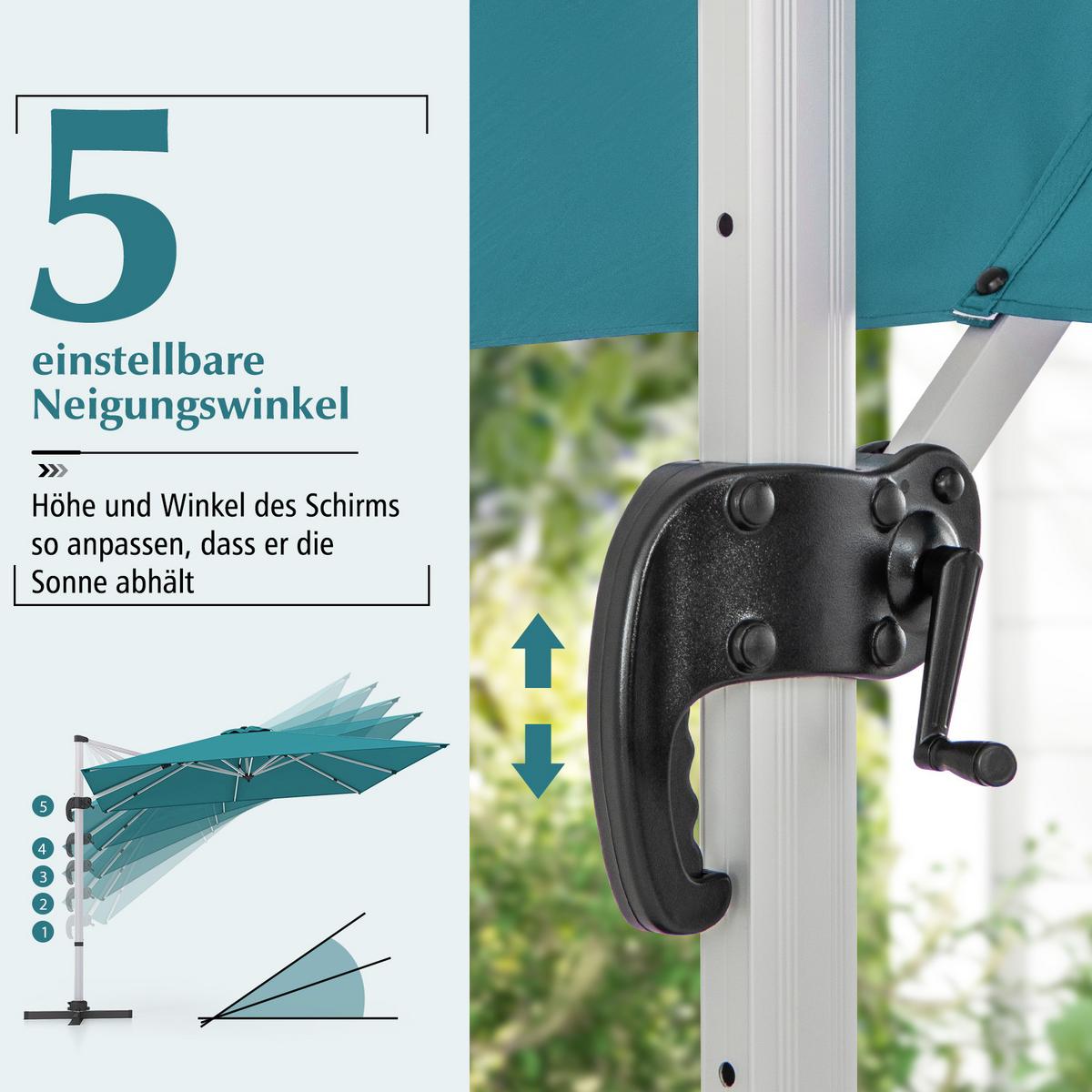 SONNENSCHIRM 300cm Blau - Blau, Metall (300/300cm) - COSTWAY