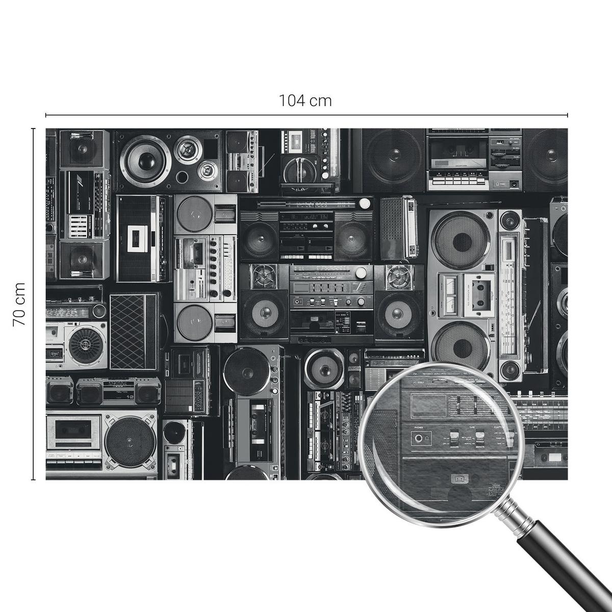 FOTOTAPETE 104x70 cm - Retro-Radio - Schwarz, Textil (104/70cm) - Wallfluent