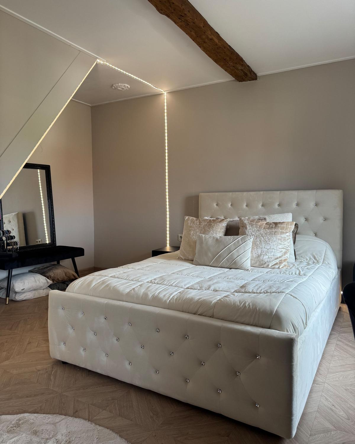 POLSTERBETT 180/200cm Helles Beige Amiens - Beige, Textil (180/200cm) - Beliani