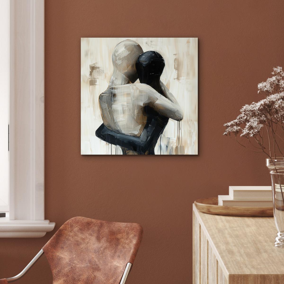 METALLBILD Abstrakt - Liebe - Schwarz und weiß - Modern 50x50 cm - Schwarz, Metall (50/50cm) - MuchoWow
