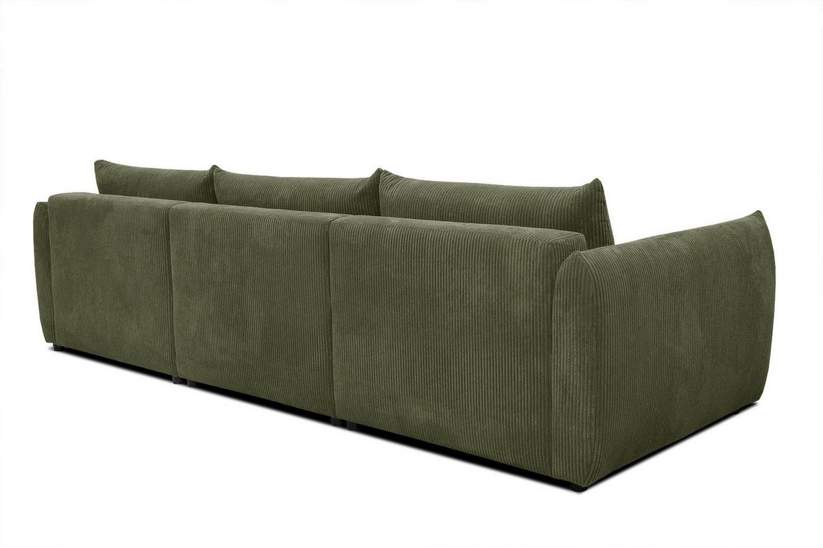 ECKSOFA TAUER 5-Sitzer, olivgrün - Schwarz/Olivgrün, Holzwerkstoff/Kunststoff (294/173cm) - Wozimo