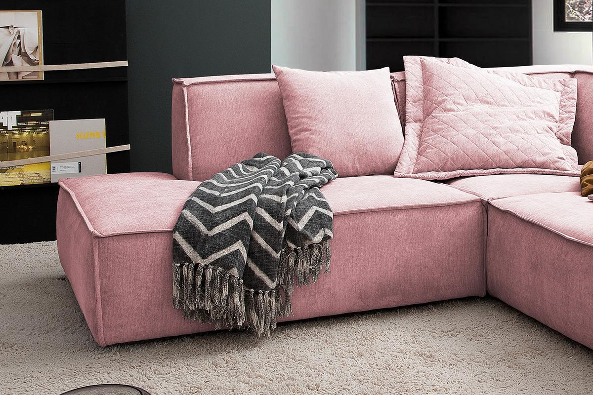 ECKSOFA SAMU Pink Webstoff - Schwarz/Rosa, Textil (226/224cm) - KAWOLA