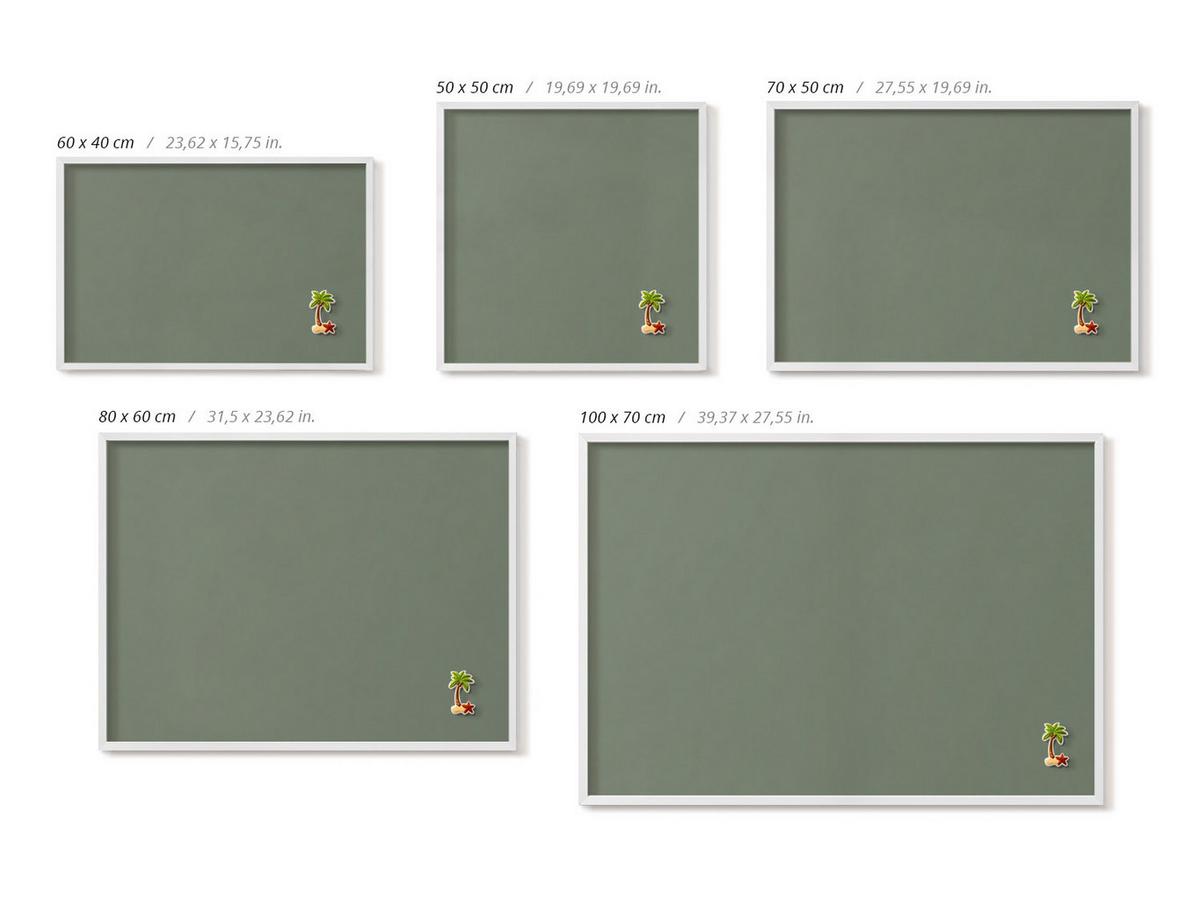 MAGNETTAFEL 80x60 cm Weißer Rahmen Farbe Olivgrün - Waldgrün, Metall (80/60/0.4cm) - TULUP