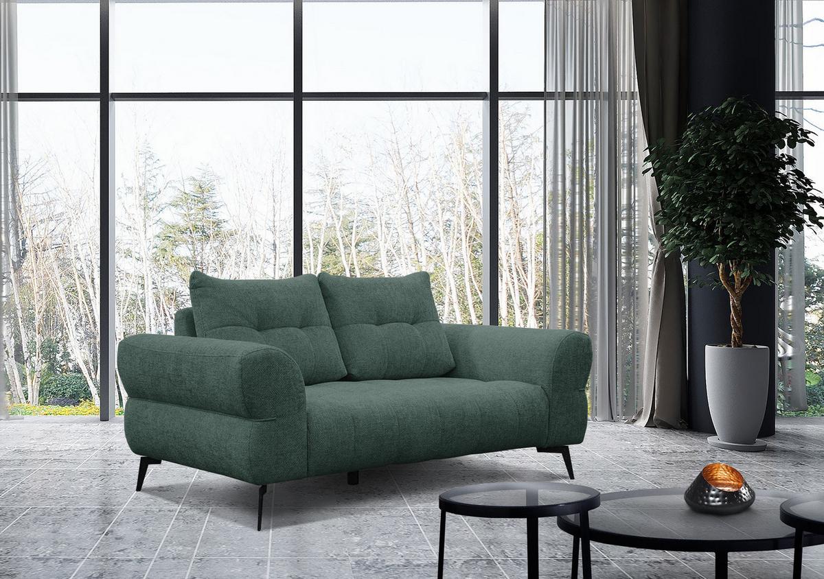 SOFA SALVINI 2-Sitzer, smaragdgrün - Smaragdgrün/Schwarz, Holzwerkstoff/Textil (176/88/99cm) - Wozimo