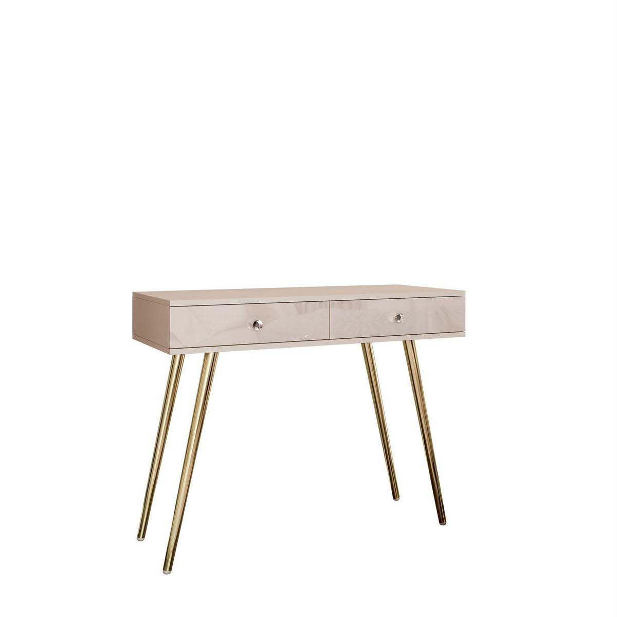KONSOLE SIENNA KASCHMIR auf schrägen goldenen Beinen - Beige/Goldfarben, Holzwerkstoff (100/81/42cm) - Lookway