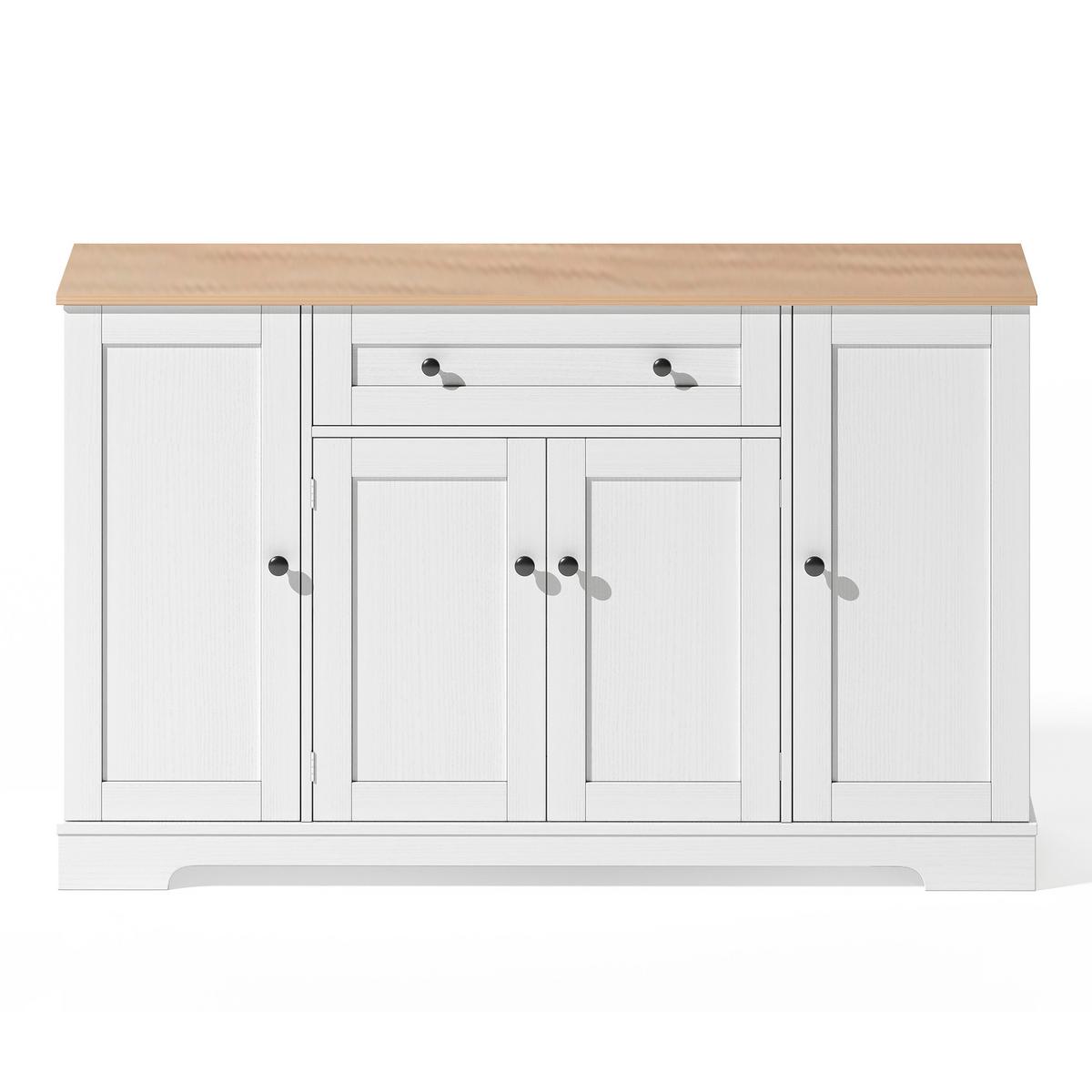 SIDEBOARD mit Schublade & Regaltüren, Natur/Weiß – Viel Stauraum, modernes Design - Weiß, Holzwerkstoff (138/85/40cm) - Urban Meuble
