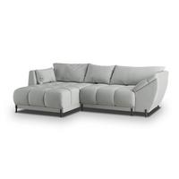 ECKSOFA VESTANO L-S Hellgrau Velours-Stoff mit Schlaffunktion - Hellgrau, Holz (287/182cm) - MASSENO