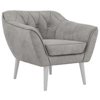 SESSEL PIRS - Hellgrau Velvet - Weiße Beine - Hellgrau/Weiß, Holzwerkstoff/Textil (80/75/74cm) - MKS
