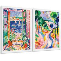POSTER 4er Bilder-Set Wandbilder Landschaft Maritim modern Wohnzimmer Deko, Schlafzimmer, Küche, Badezimmer Weißer Rahmen A3 - Weiß, Papier (29.7/1/42cm) - Nacnic