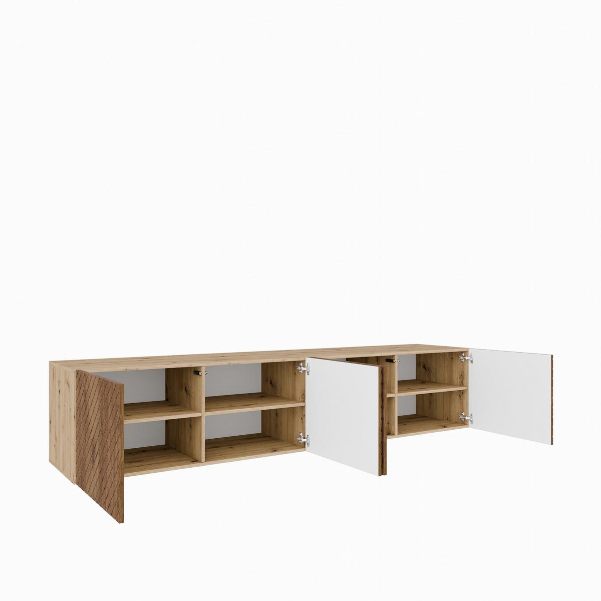 LOWBOARD CAVA 200/41/40 cm, Hängender TV-Schrank Eiche Artisan / Eichefarben - Eichefarben/Braun, Holzwerkstoff (200/41/40cm) - MASSENO