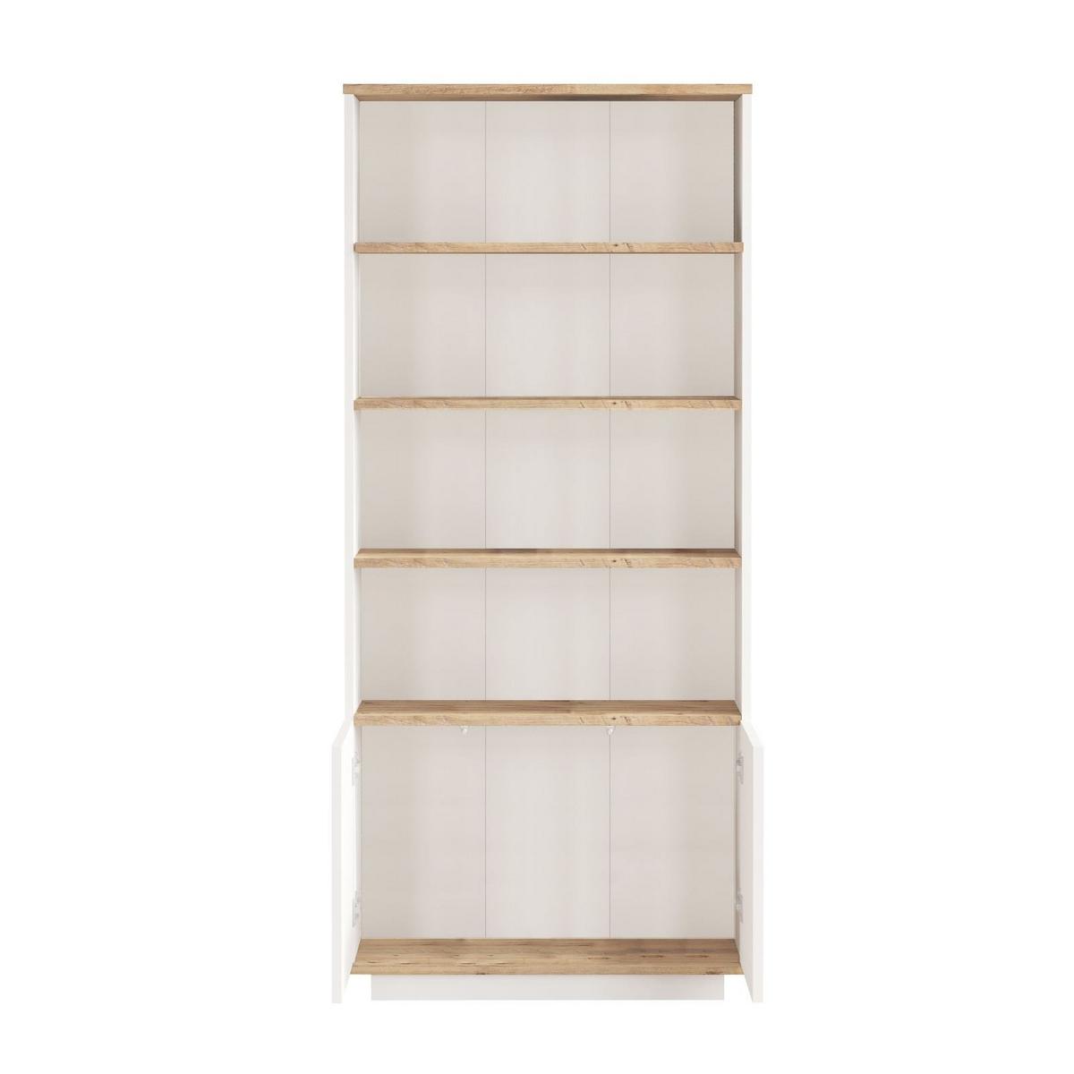 BÜCHERREGAL mit 2 Türen und 4 Ablagen in Atlantik-Kiefer und Weiß 75/26/168 cm - Weiß, Holzwerkstoff (26.8/168.3/16cm) - Calicosy