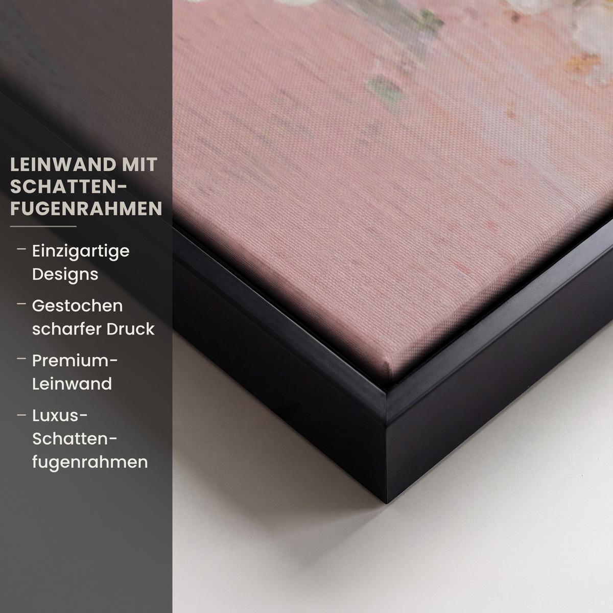 LEINWAND Bilder mit Rahmen - Malerei - Blumen - Rustikal - Rosa - 80x120 - Altrosa, Textil (80/120cm) - MuchoWow