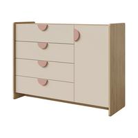 KINDERKOMMODE Lexi 1D4S 09 - Eichefarben/Rosa, Holzwerkstoff/Kunststoff (124/91/40cm) - MIRJAN24