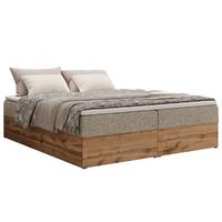 BOXBETT WOOD ZERO 160/200 - Dunkelbeige Struktur - H4 - Topper T25 - Cappuccino, Textil (160/200cm) - MKS