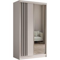 SCHWEBETÜRENSCHRANK Nela II 120/216/61 kaschmir+schwarz mit Schubladen - Kaschmir/Schwarz, Holzwerkstoff (120/216/61cm) - Beautysofa