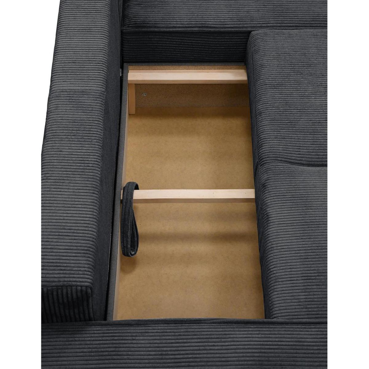 ECKSCHLAFSOFA Primo L dunkelgrau - Dunkelgrau/Schwarz, Textil (290/185cm) - Beautysofa