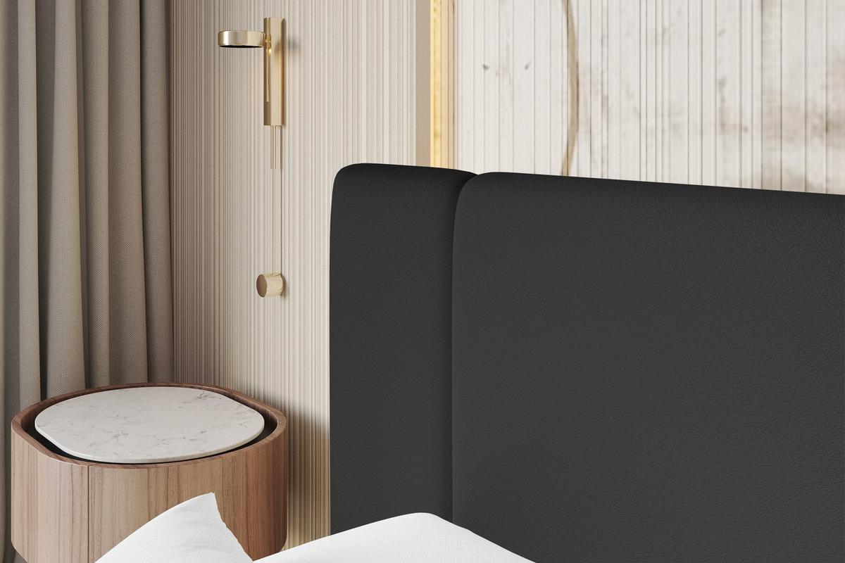 POLSTERBETT mit Bettkasten, Fußteil und Lattenrost, Bett mit Matratze H3/H4 - TEVO-Z 140x200 Schwarz - Schwarz Hochglanz, Holzwerkstoff/Textil (140/200cm) - ALTDECOR