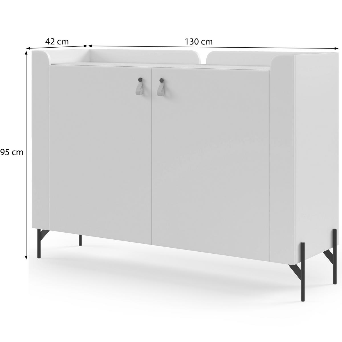 KOMMODE Sorella mit 2 Türen, 130 cm, für Jugendzimmer, Macadamia + Eiche Mavelie - Eichefarben/Beige, Leder/Holzwerkstoff (130/95/42cm) - Beautysofa