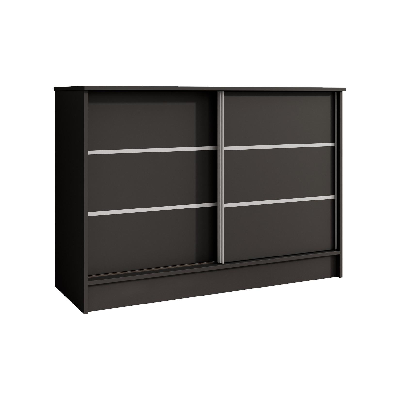 KOMMODE Mirela mit 2 Schiebetüren 120 cm, Schwarz - Schwarz, Holzwerkstoff (121/85/43.5cm) - Beautysofa