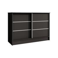 KOMMODE Mirela mit 2 Schiebetüren 120 cm, Schwarz - Schwarz, Holzwerkstoff (121/85/43.5cm) - Beautysofa